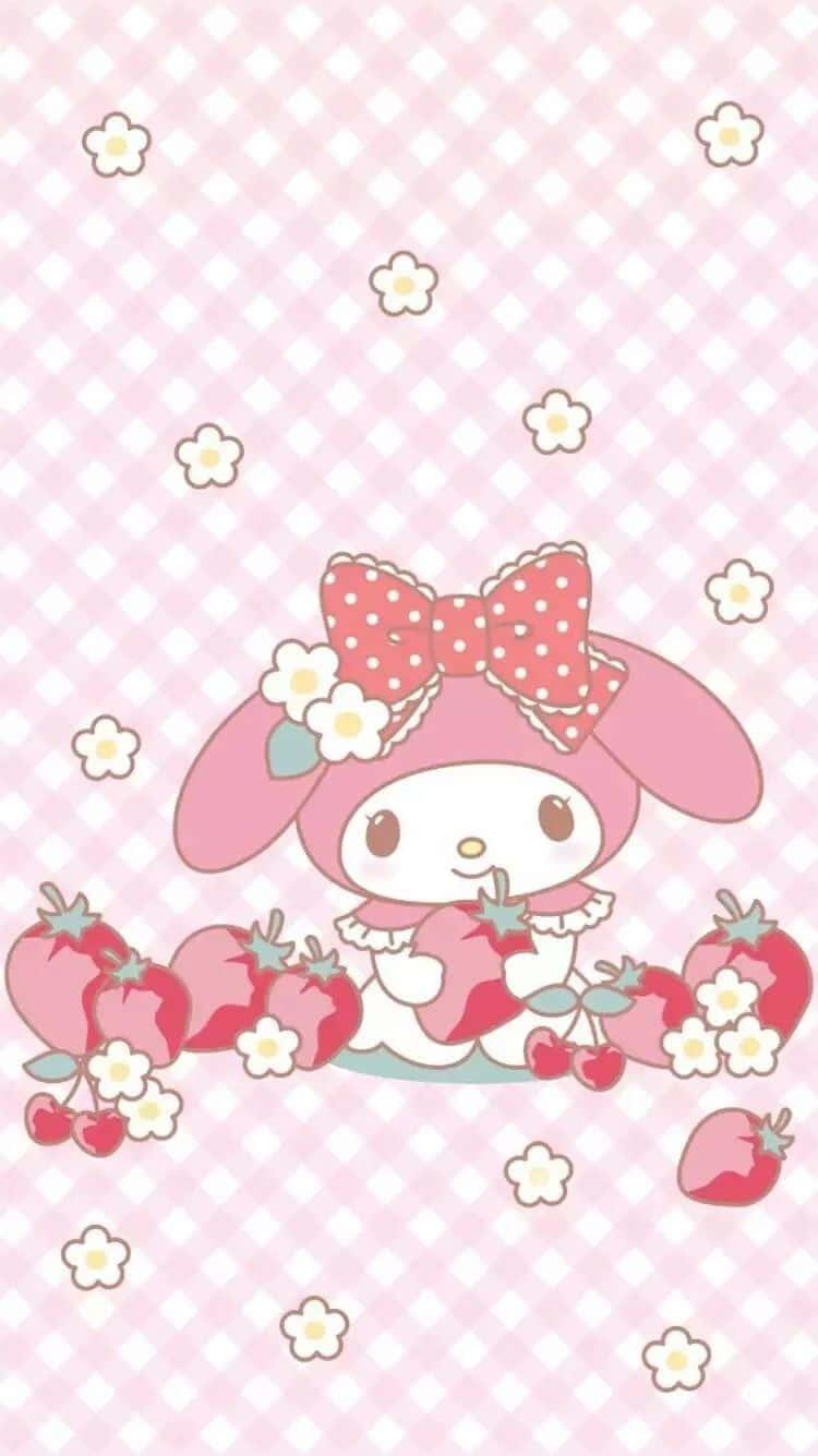 Cute My Melody With Strawberries And Flowers — 750x1335 wallpaper