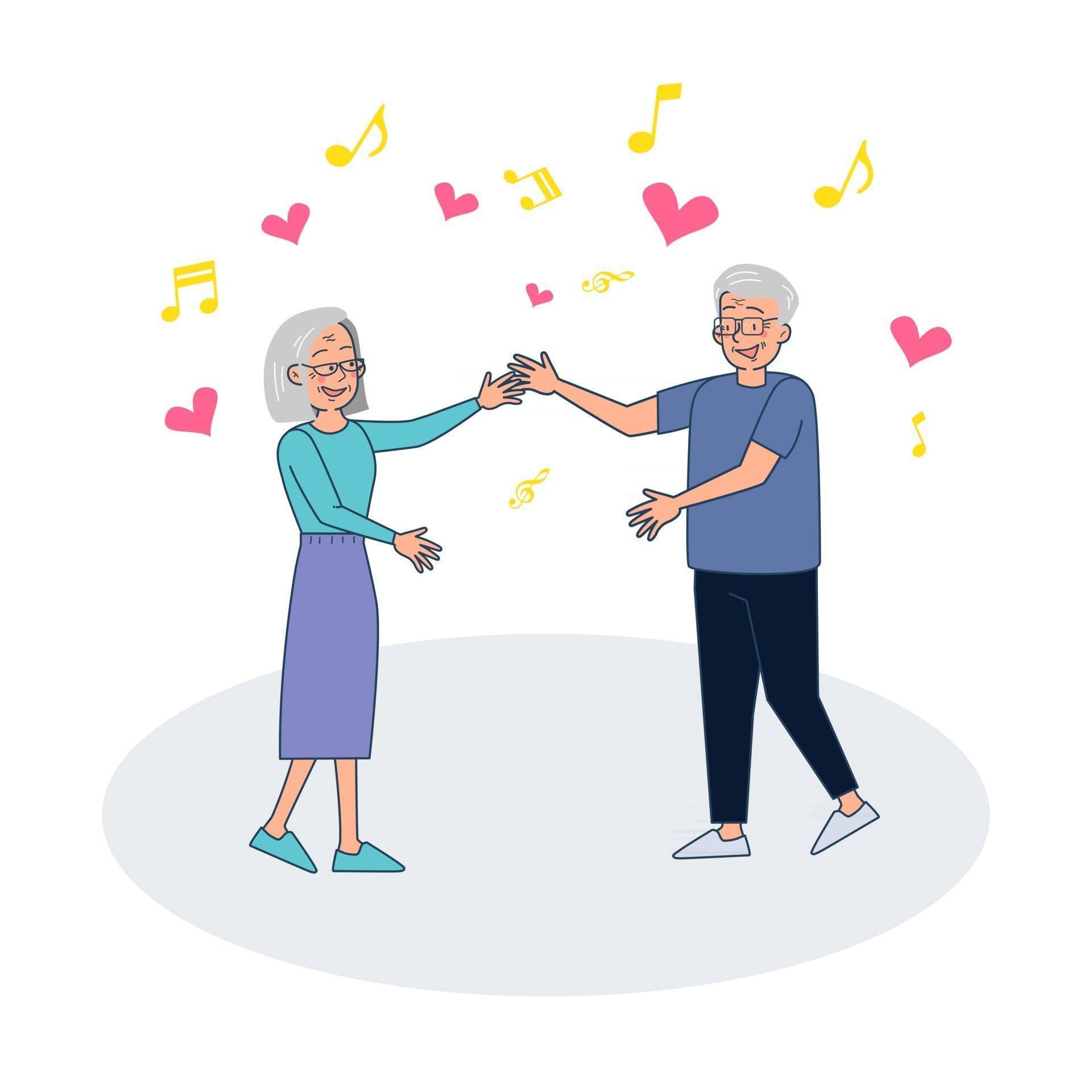 Cute Old Dancing Cartoon Couple — 1920x1920 wallpaper