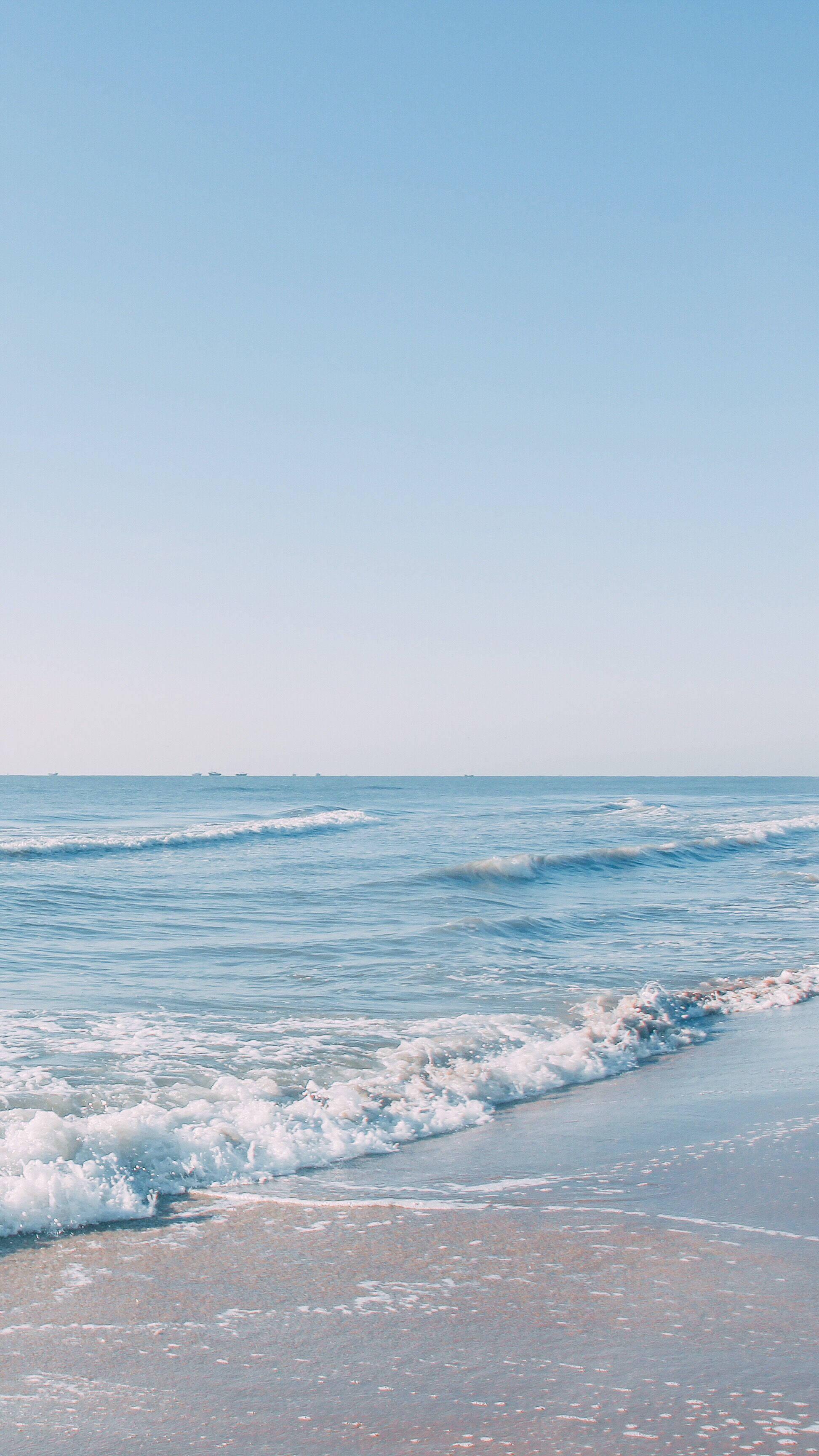 Cute Pastel Blue Aesthetic Beach With Blue Sky — 1945x3456 wallpaper