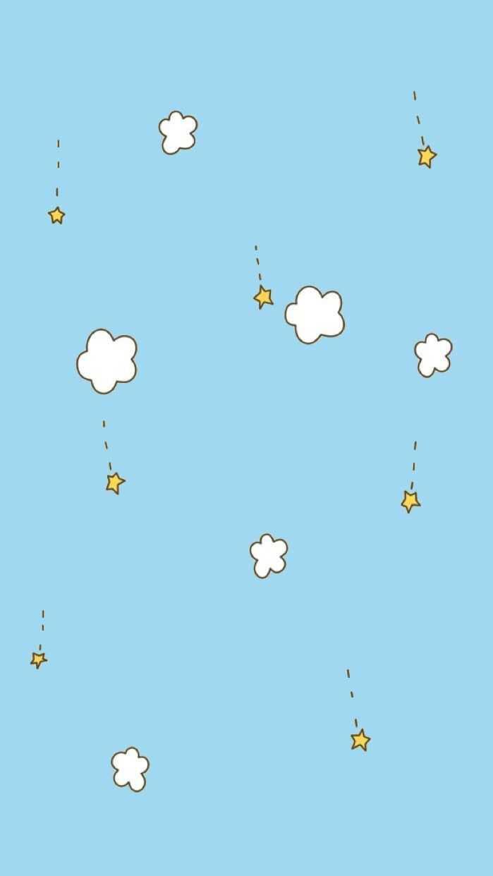 Cute Pastel Blue Aesthetic Cartoon Stars And Clouds — 699x1242 wallpaper