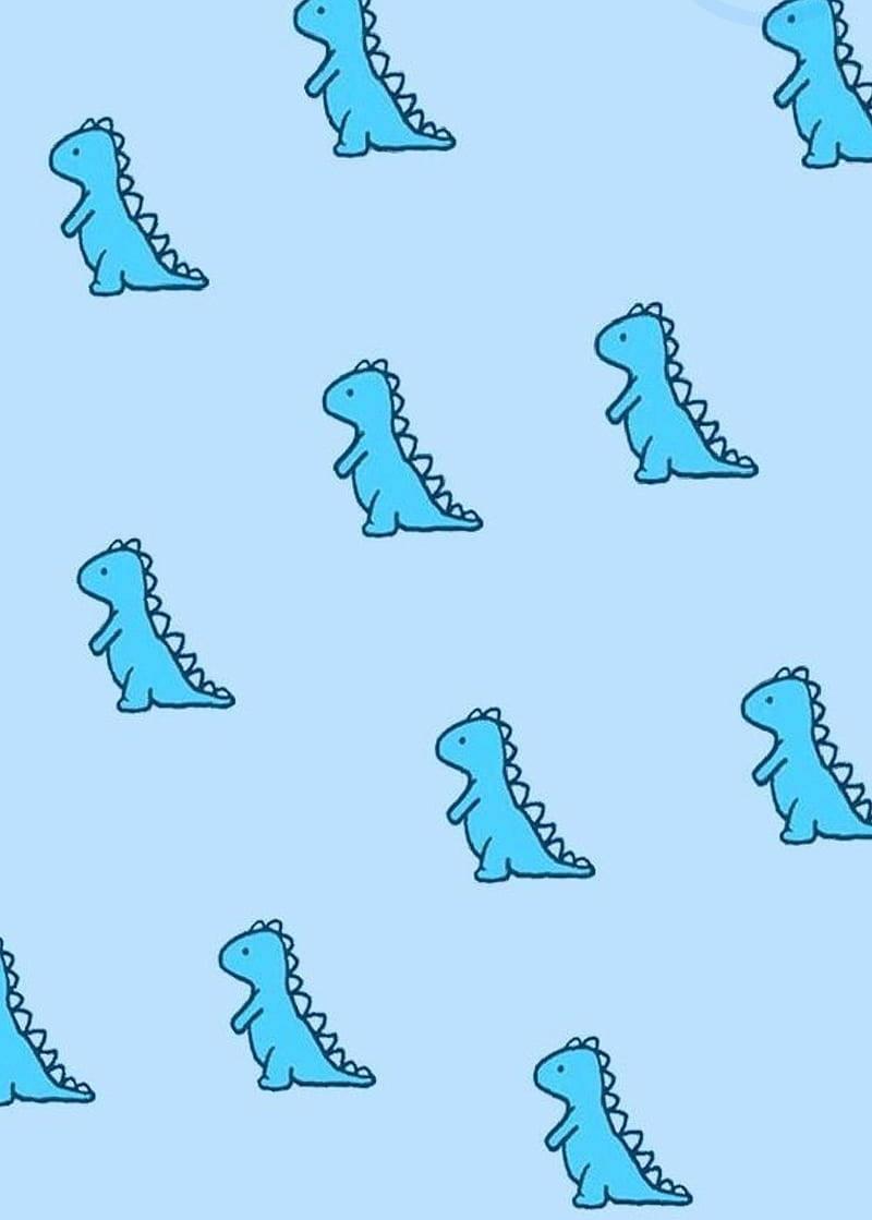 Cute Pastel Blue Aesthetic Cute Dinosaurs — 800x1119 wallpaper