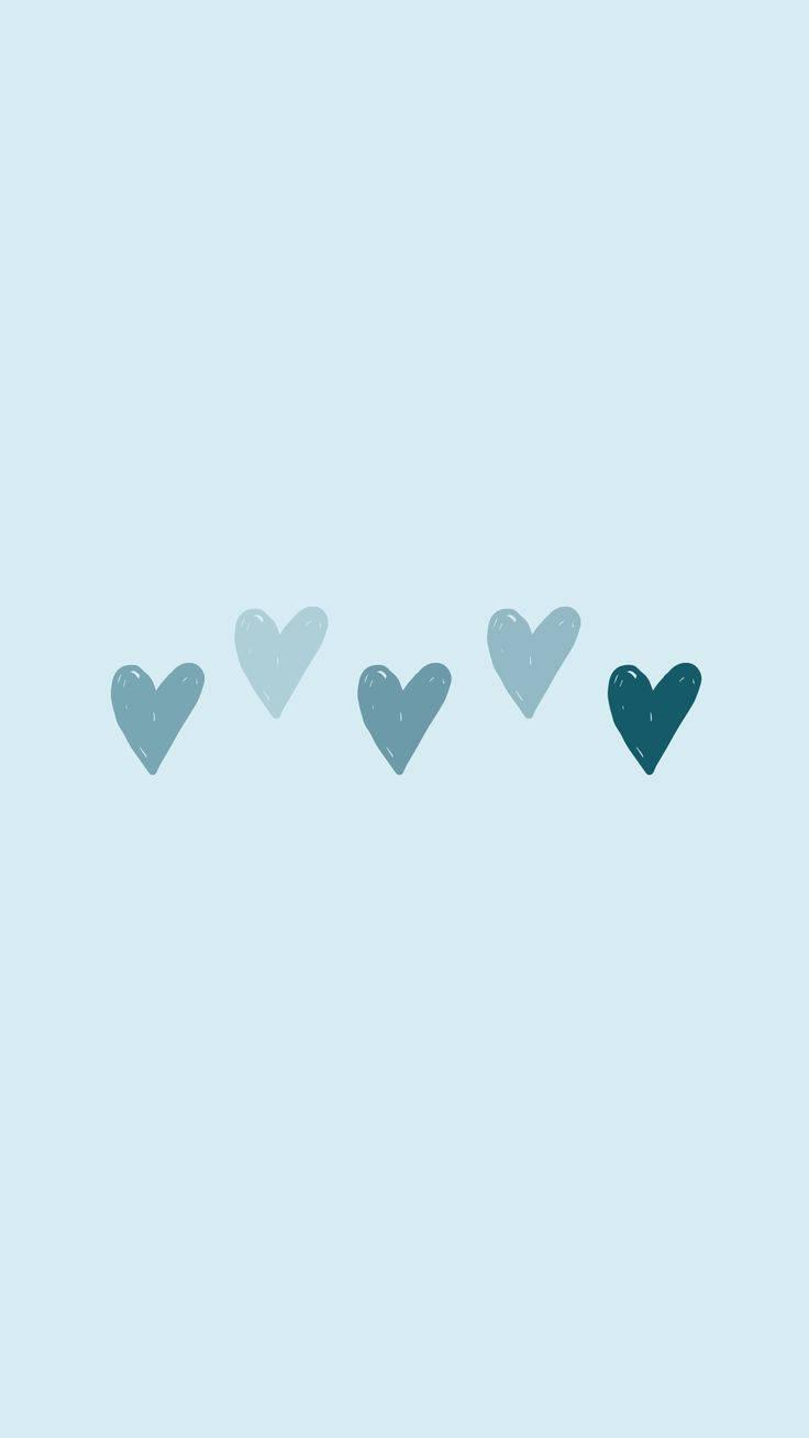 Cute Pastel Blue Aesthetic Little Hearts — 736x1308 wallpaper