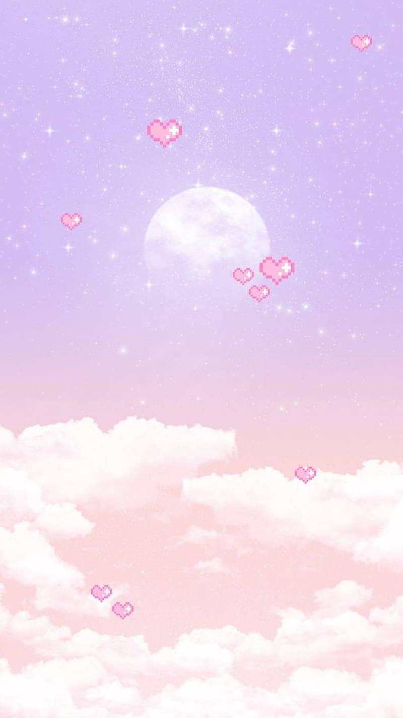 Cute Pastel Purple Sky And Moon — 800x1423 wallpaper