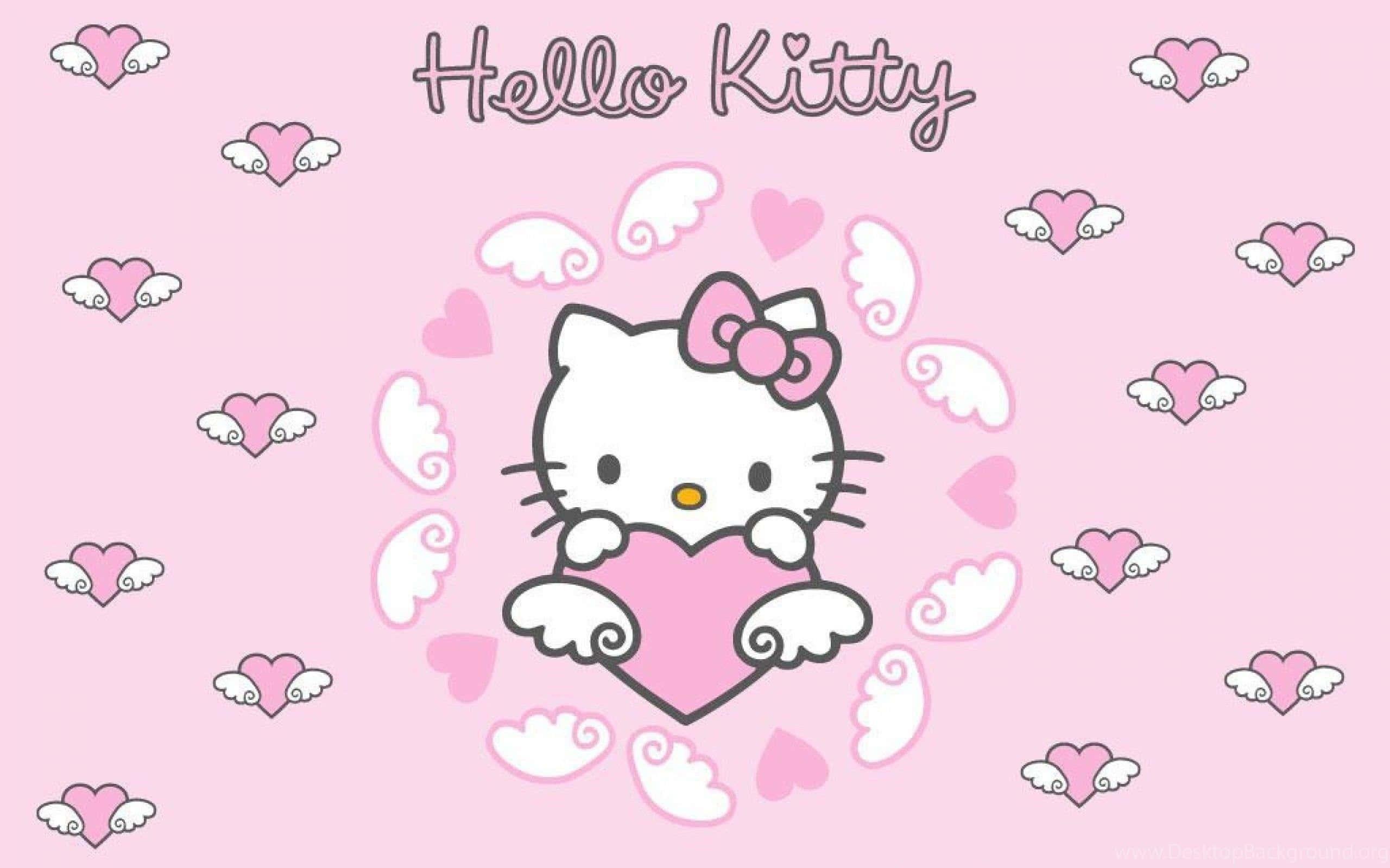Cute Pink Hello Kitty Heart Wings — 2560x1600 wallpaper