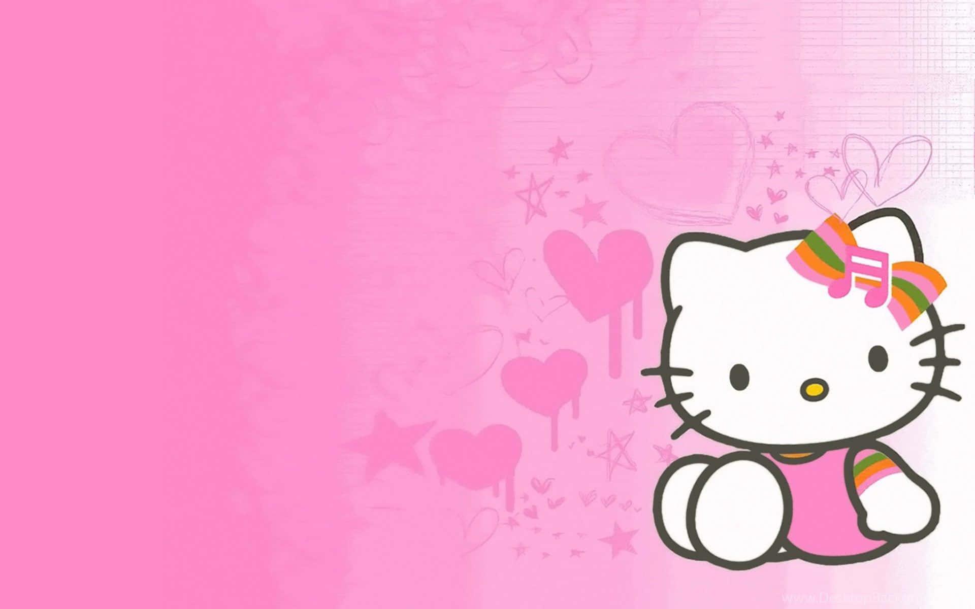 Cute Pink Hello Kitty Music Symbol Ribbon — 1920x1200 wallpaper