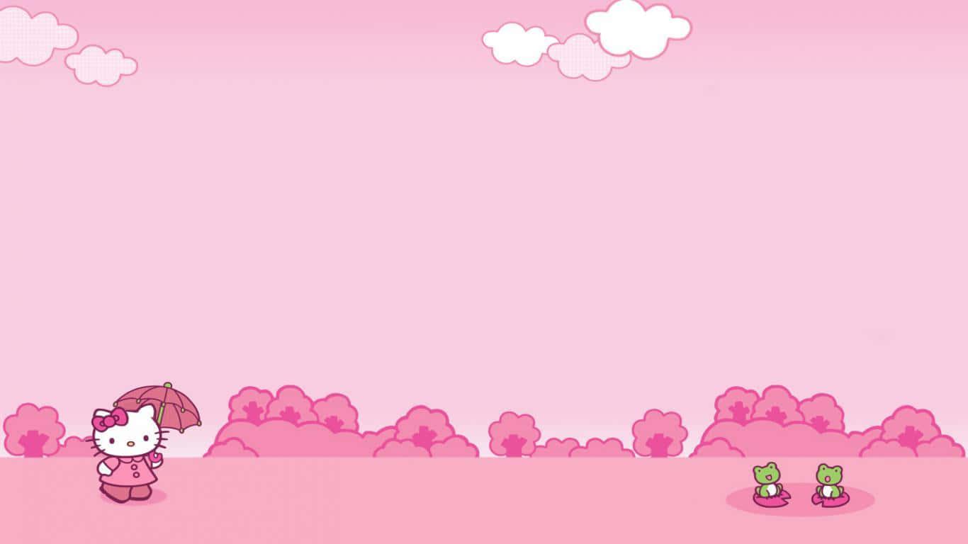 Cute Pink Hello Kitty Two Frogs — 1366x768 wallpaper