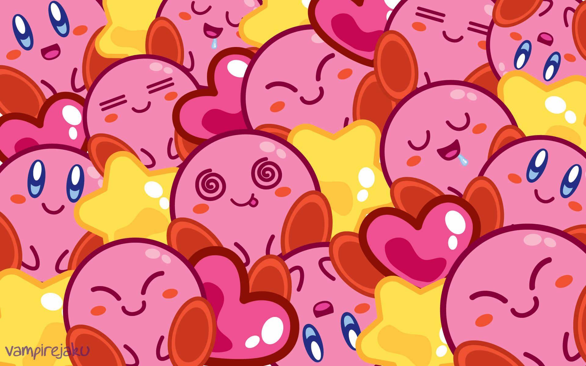 Cute pink Kirby fan art — 1920x1200 wallpaper