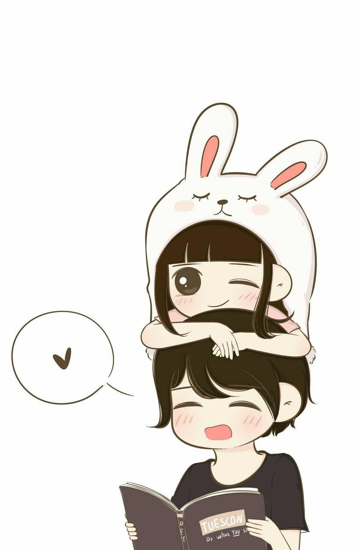 Cute Playful Cartoon Couple — 1200x1848 wallpaper
