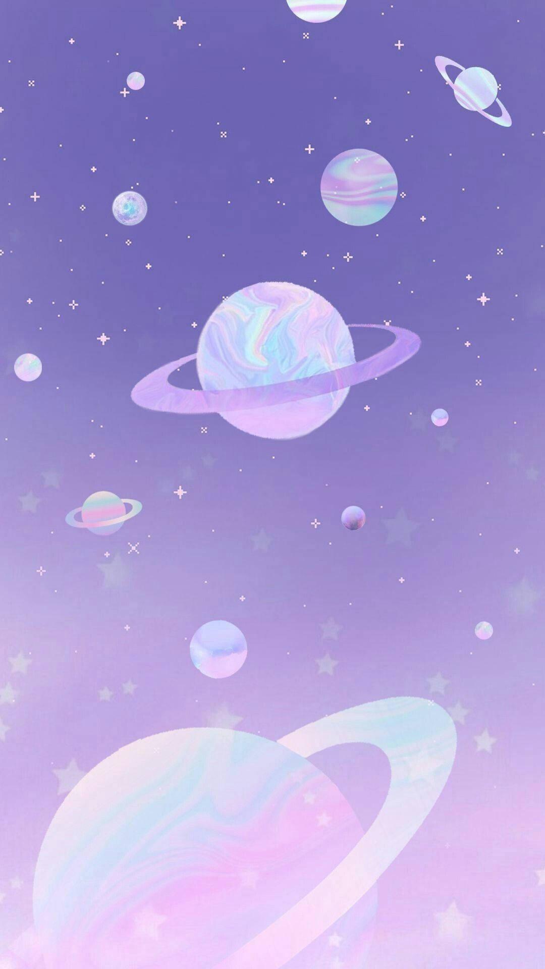 Cute Purple Planets Aesthetic Phone — 1080x1920 wallpaper