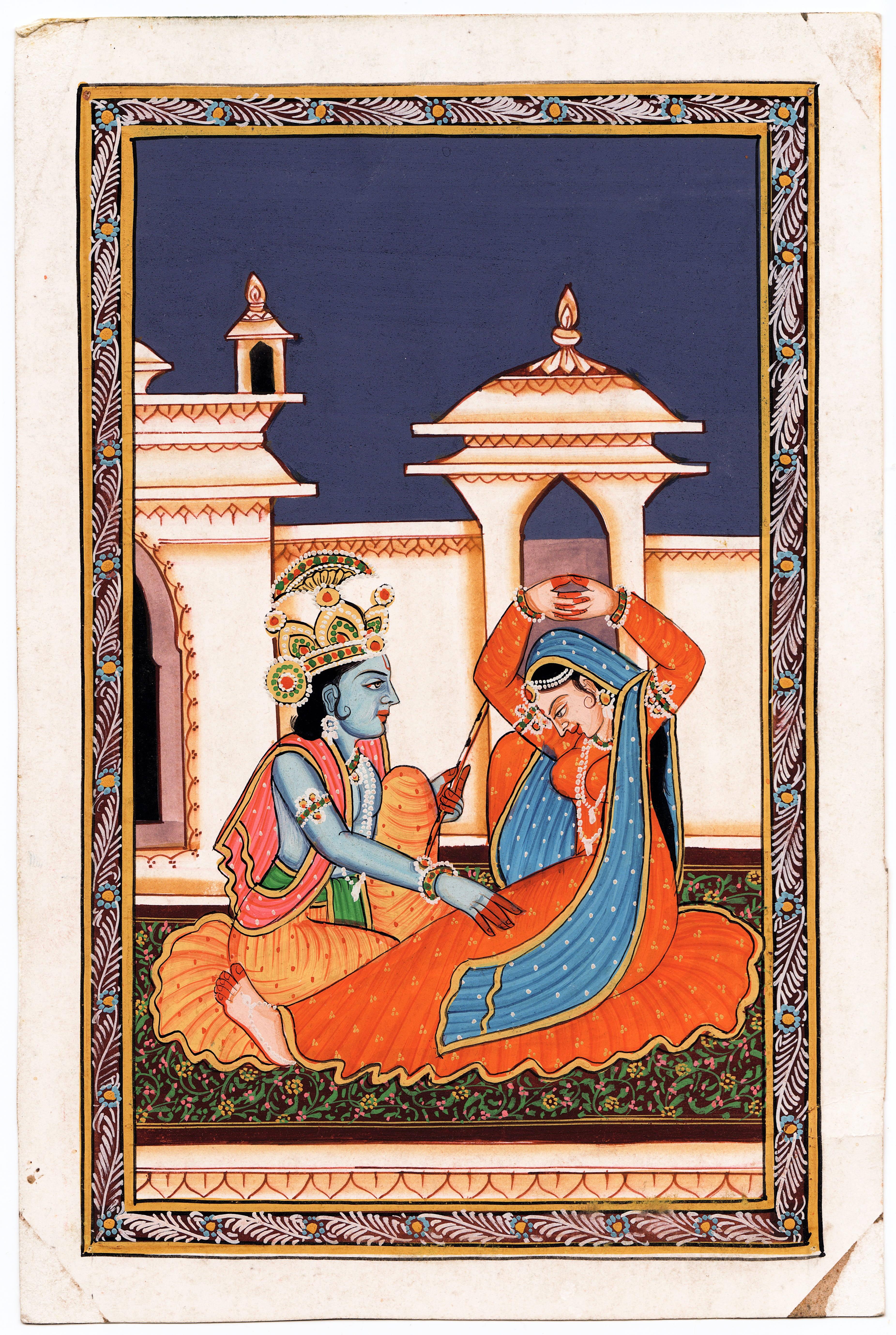 Cute Radha Krishna Ancient Art — 3702x5515 wallpaper