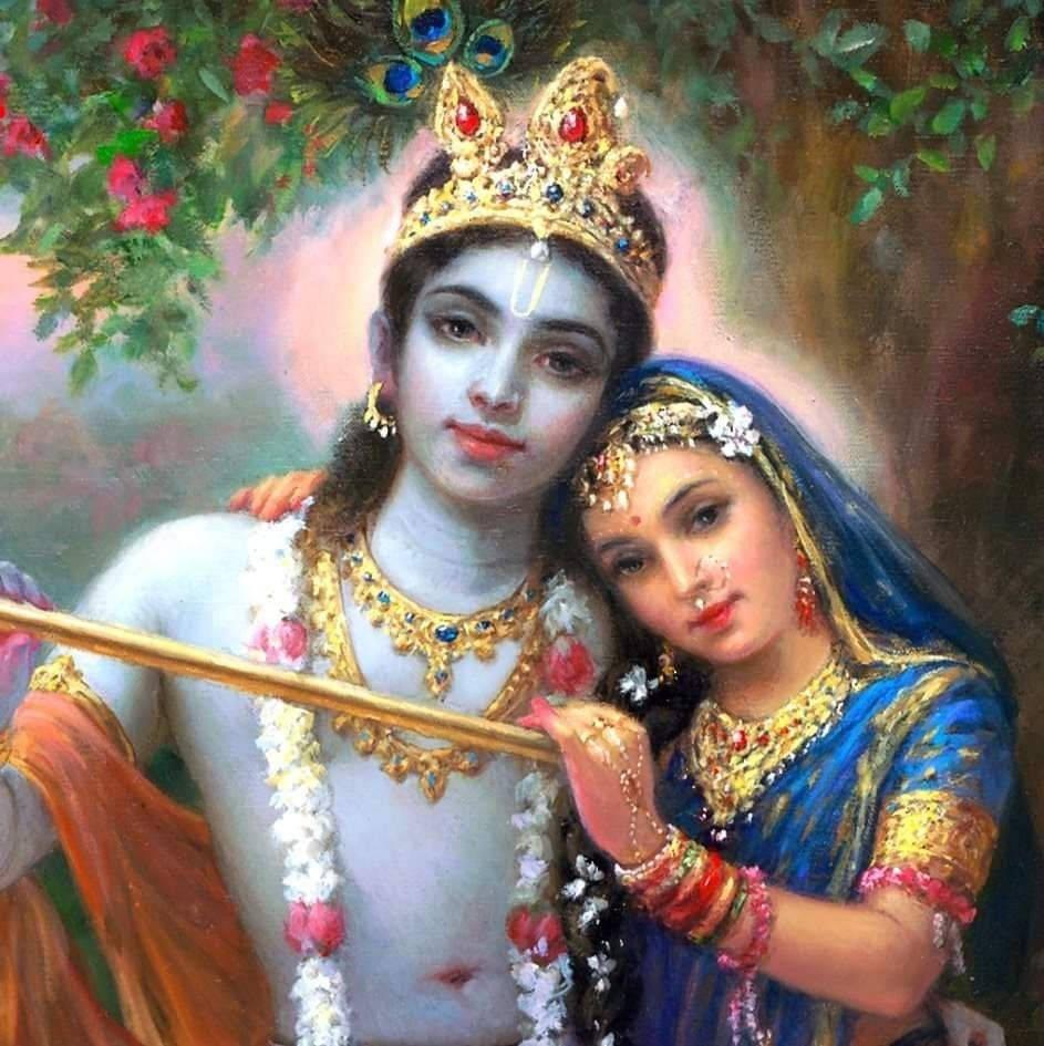 Cute Radha Krishna Colored Drawing — 943x945 wallpaper
