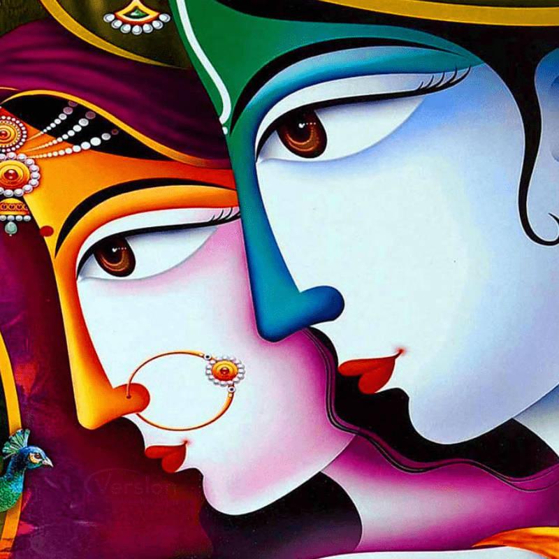 Cute Radha Krishna Faces — 800x800 wallpaper