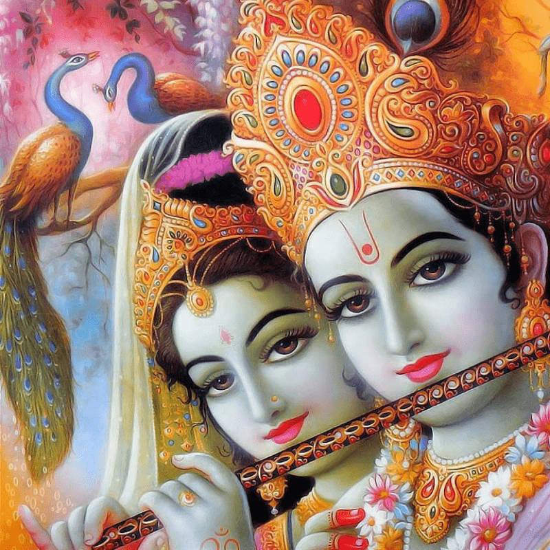 Cute Radha Krishna Orange Crown — 800x800 wallpaper