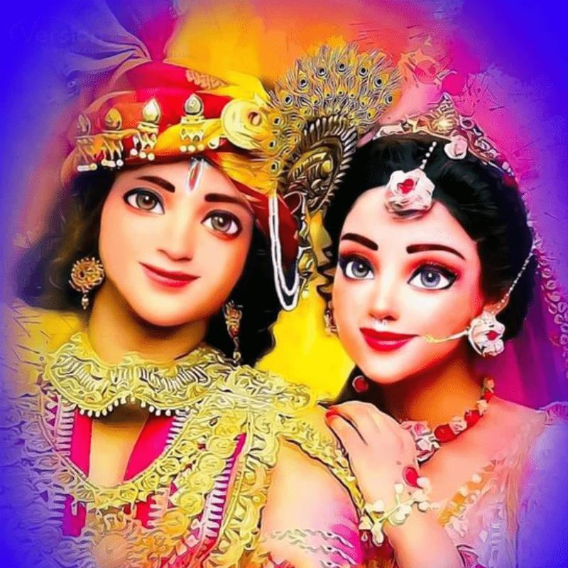 Cute Radha Krishna Purple Background — 800x800 wallpaper