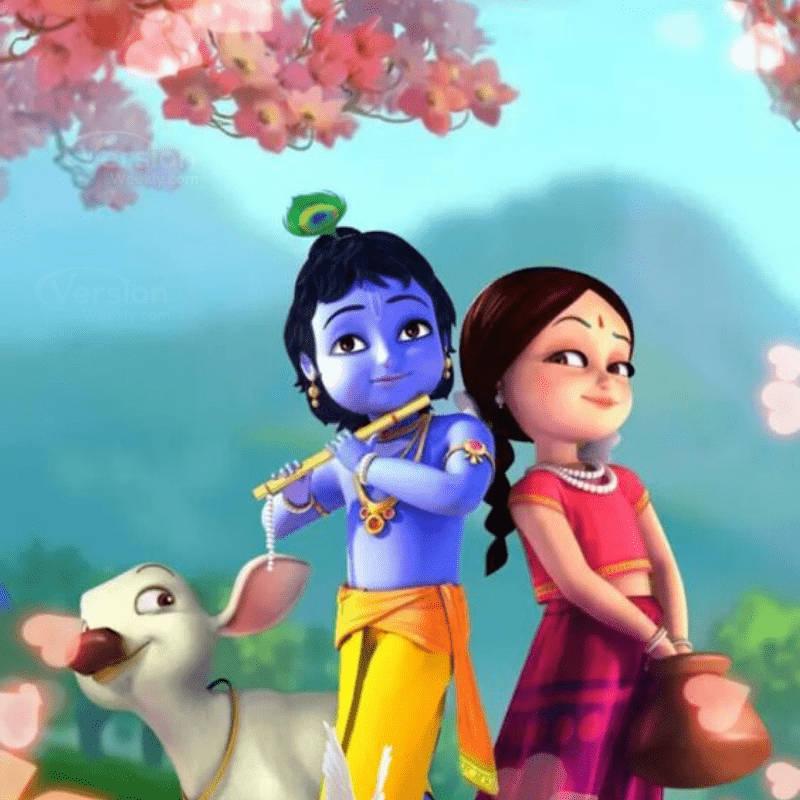 Cute Radha Krishna Spring Art — 800x800 wallpaper