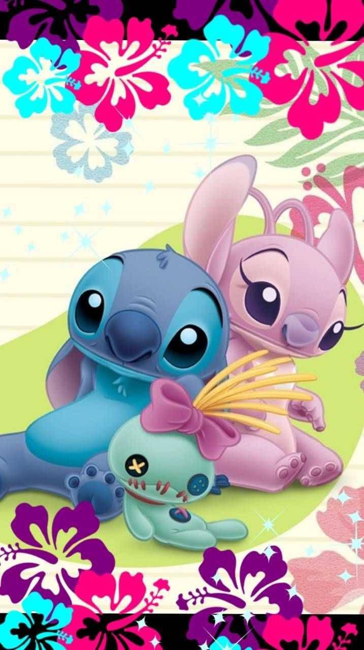 Cute Stitch And Angel Sweet Moment — 717x1280 wallpaper