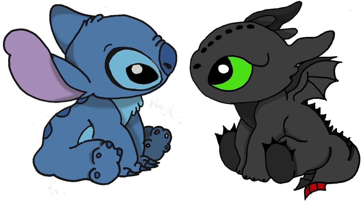 Cute Stitch And Toothless — 1501x832 wallpaper
