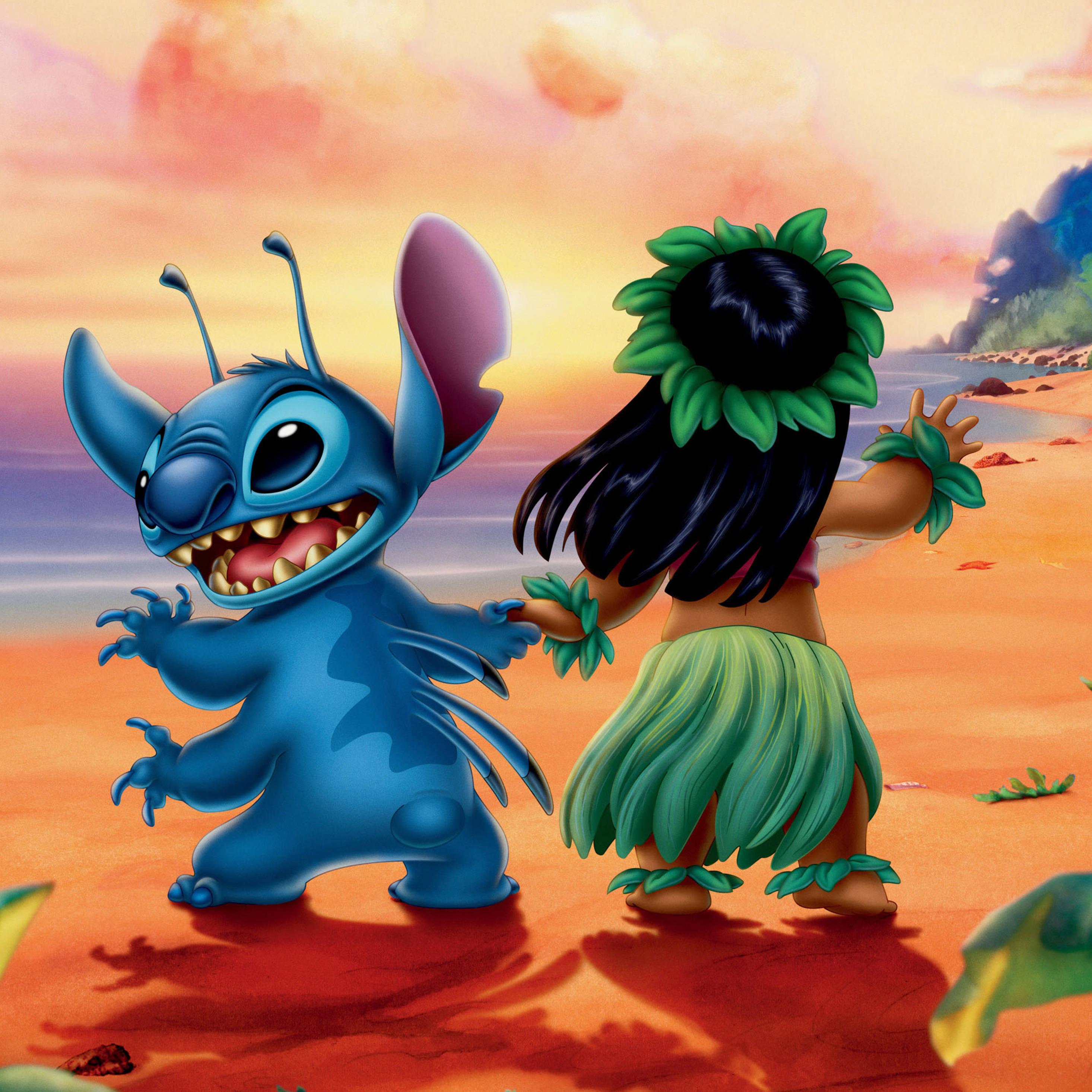 Cute Stitch With Hawaiian Girl Lilo — 2932x2932 wallpaper