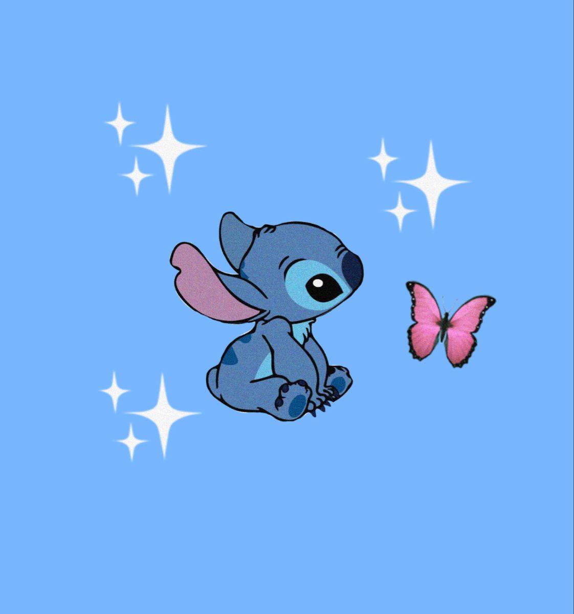 Cute Stitch With Pink Butterfly — 1122x1200 wallpaper
