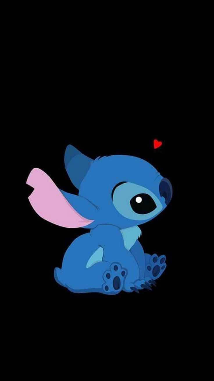 Cute Stitch With Red Heart — 736x1308 wallpaper