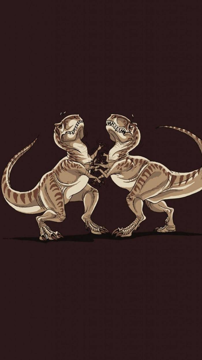 Cute T-Rex Dinosaur Fight Funny Phone — 700x1244 wallpaper