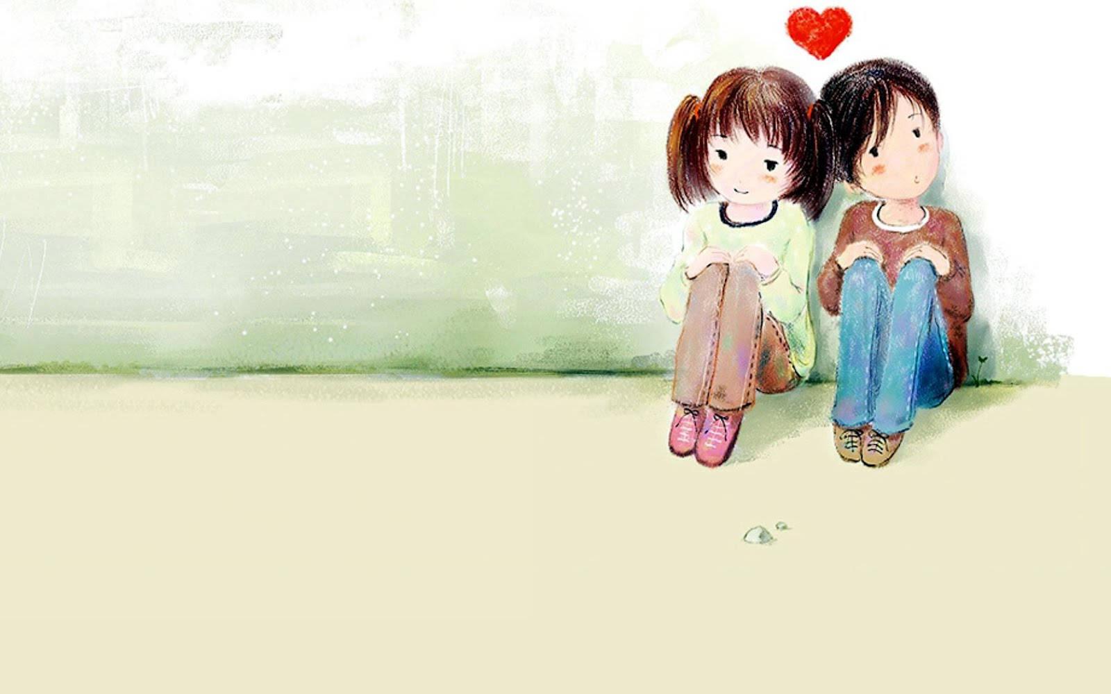Cute Young Cartoon Couple — 1600x1000 wallpaper