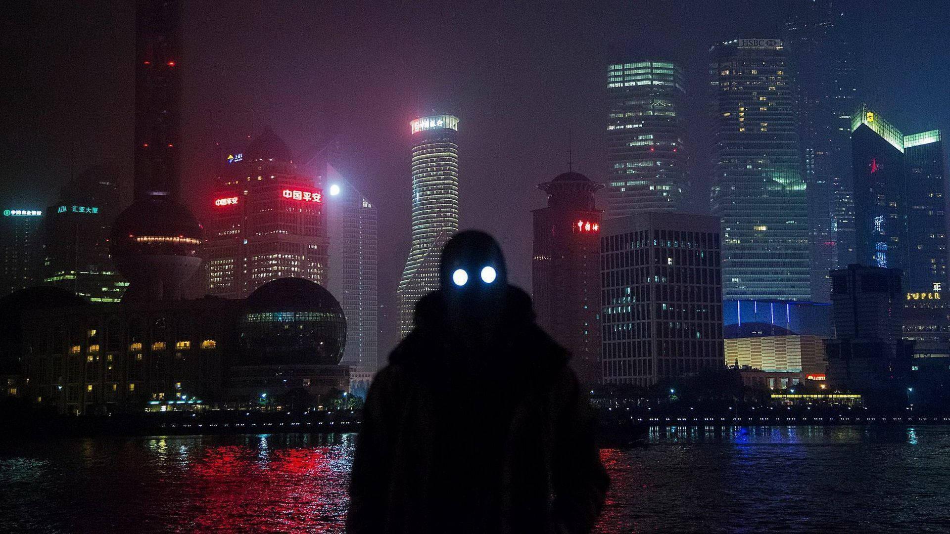 Cyberpunk Futuristic View of Shanghai at Night — 1920x1080 wallpaper