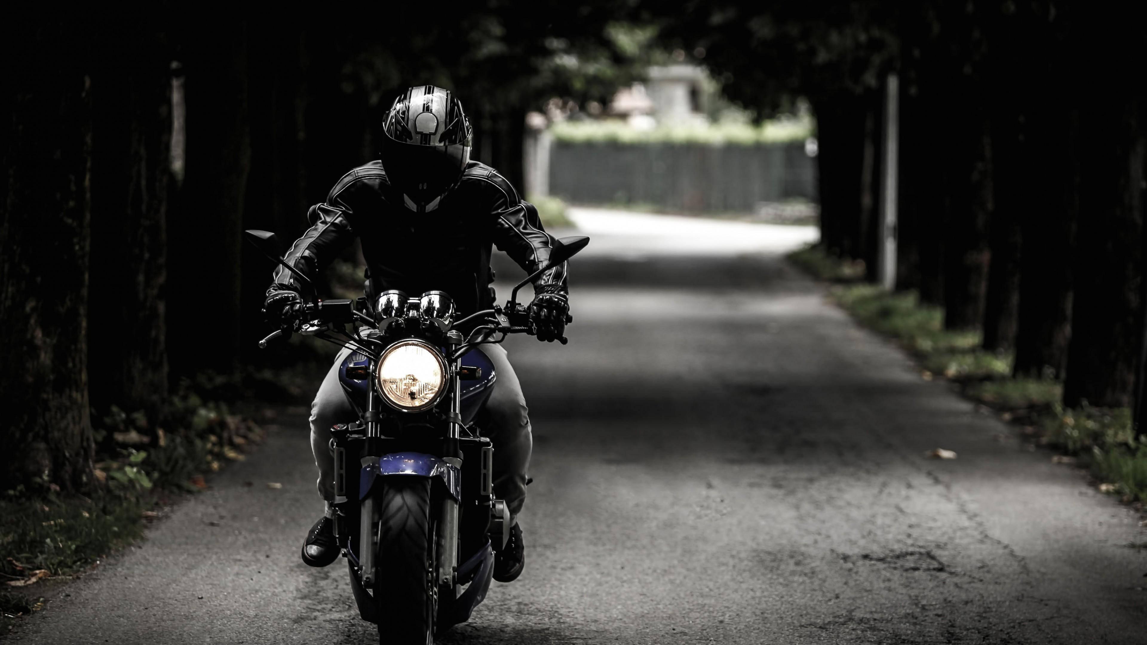 Dark 4K Bike With Rider — 3840x2160 wallpaper