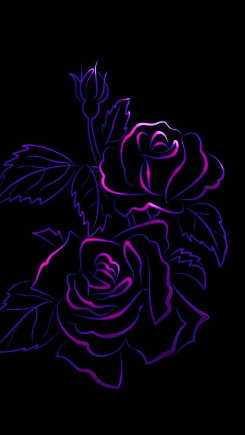 Dark Aesthetic Purple Rose Neon Picture — 800x1422 wallpaper