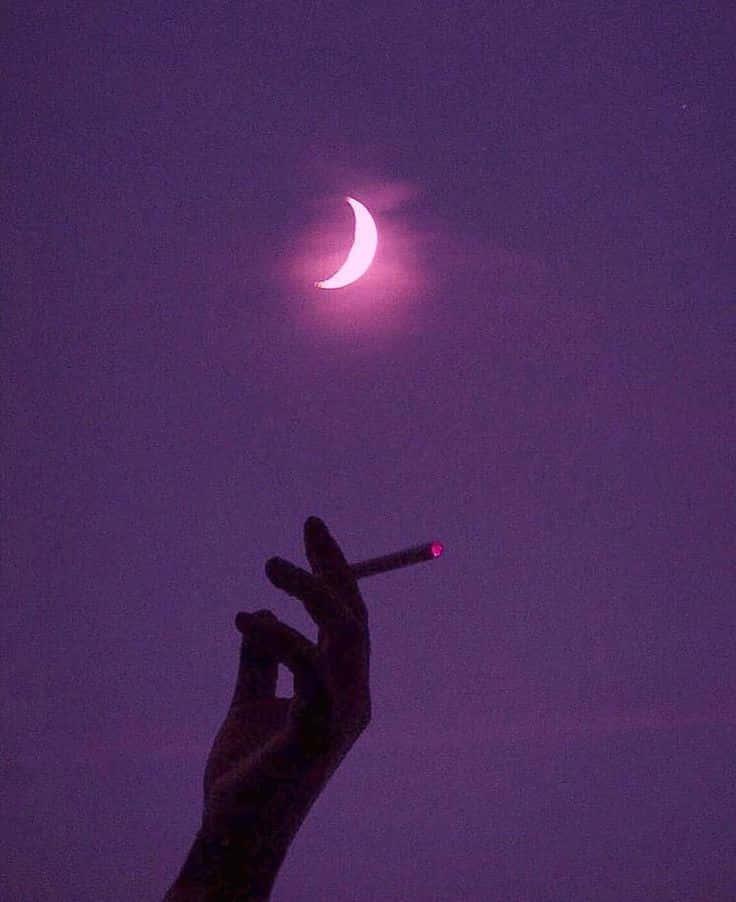Dark Aesthetic Purple Sky Moon Cigarette Picture — 736x902 wallpaper