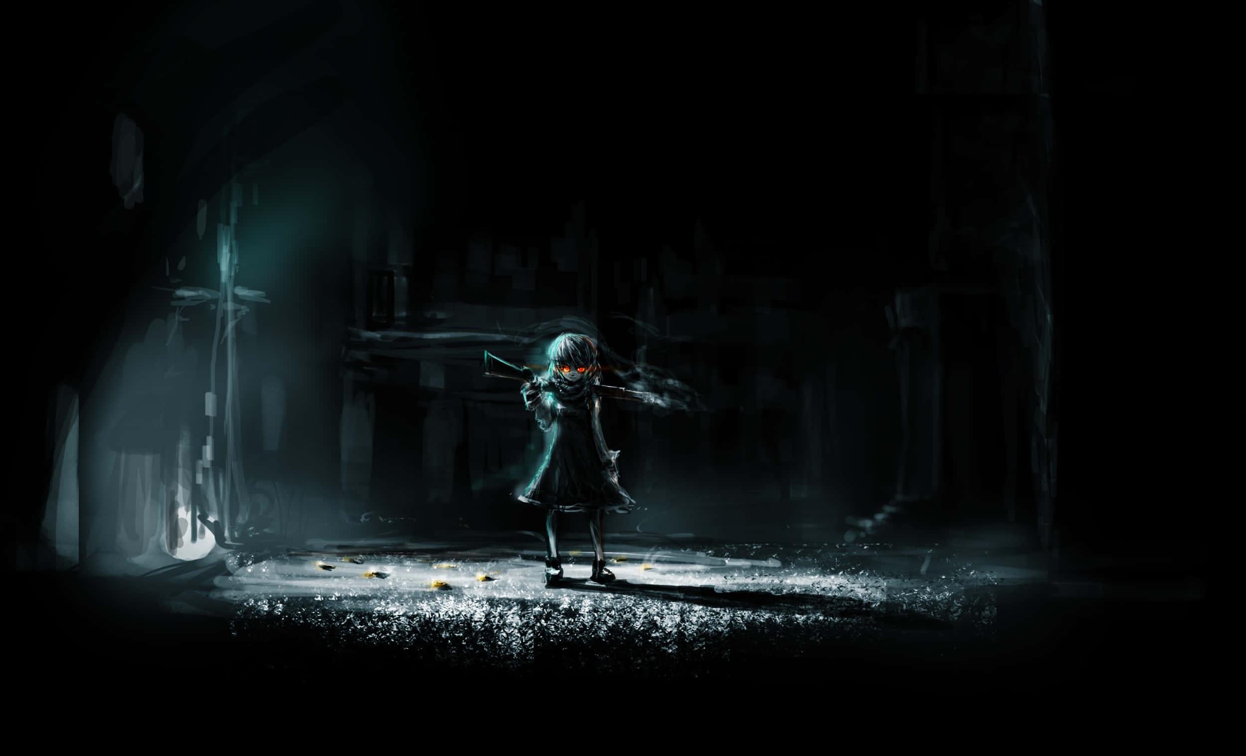 Dark and Beautiful Anime Girl — 2500x1518 wallpaper