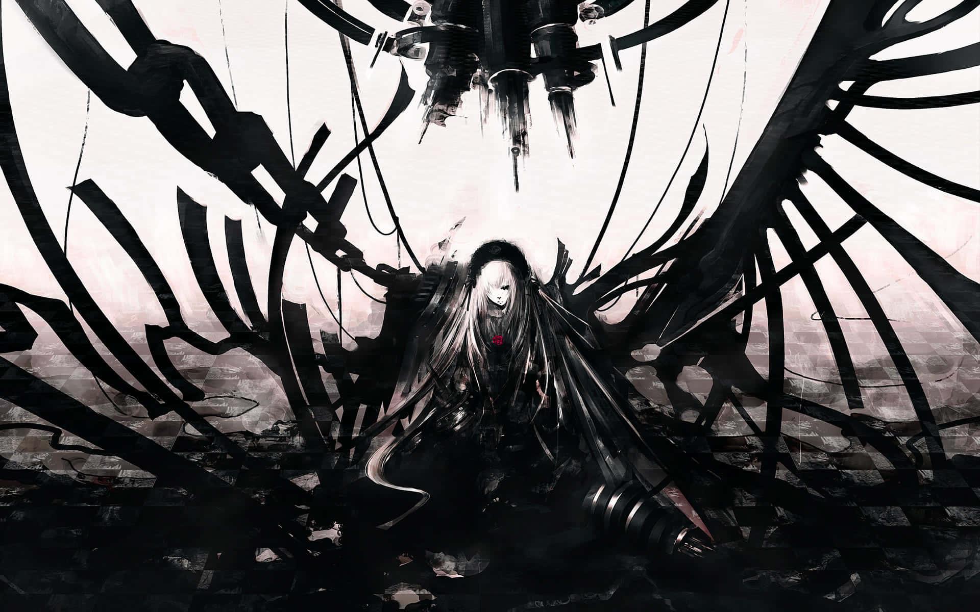 Dark anime artwork depicts a mysterious and haunting atmosphere — 1920x1200 wallpaper
