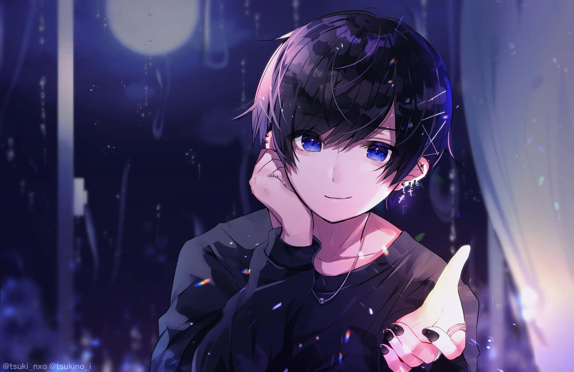 Dark Anime Boy at Night, Alone