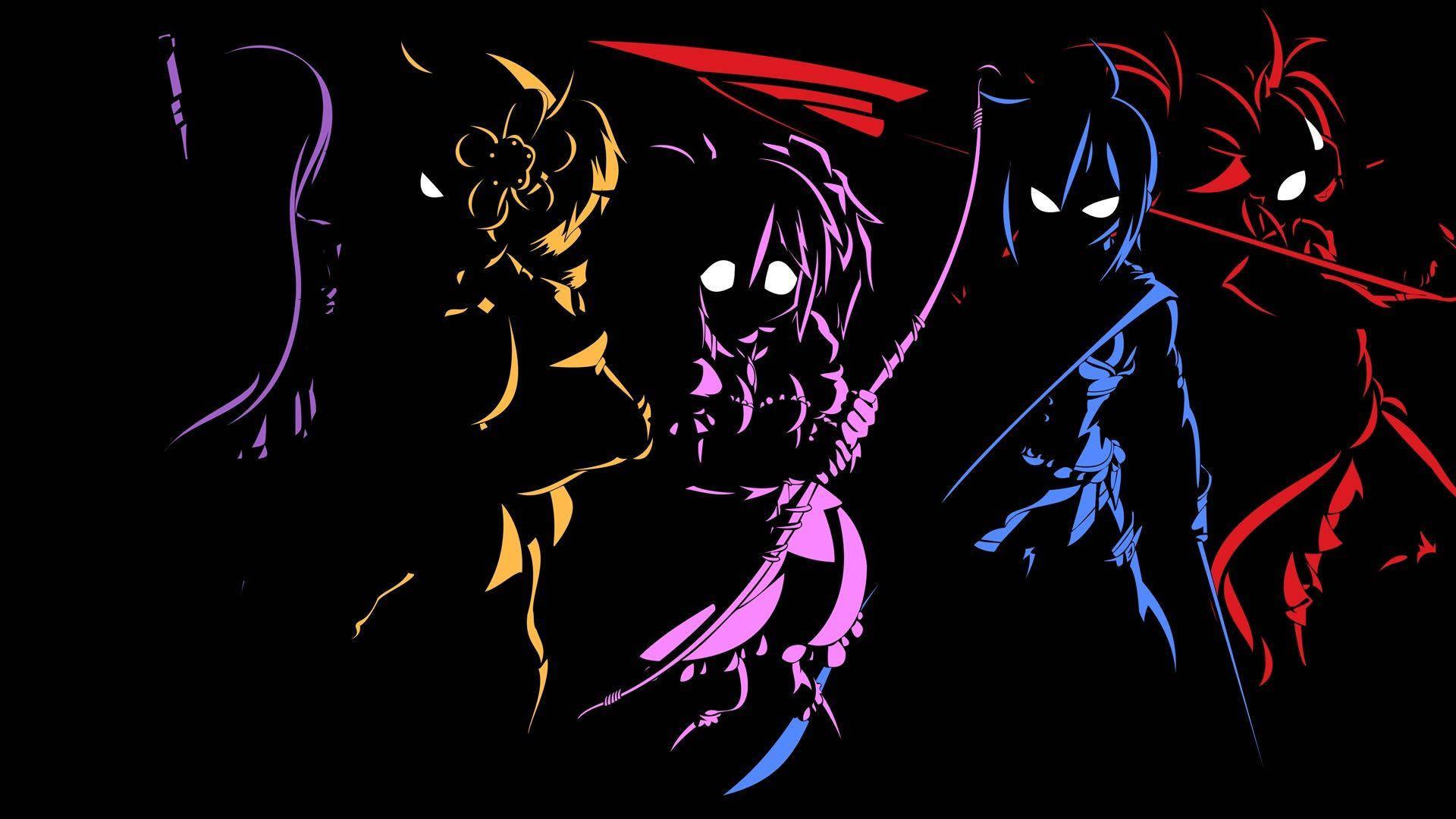 Dark Anime Colorful Character Silhouette — 1920x1080 wallpaper
