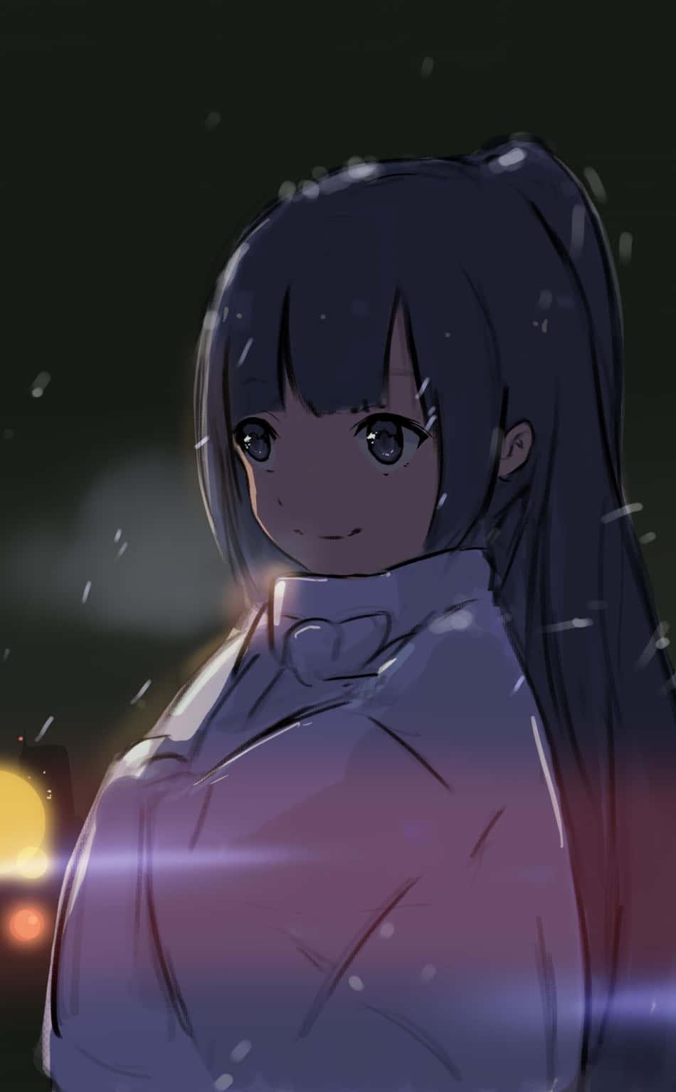 Dark Anime Girl standing against a moonlit night — 950x1534 wallpaper