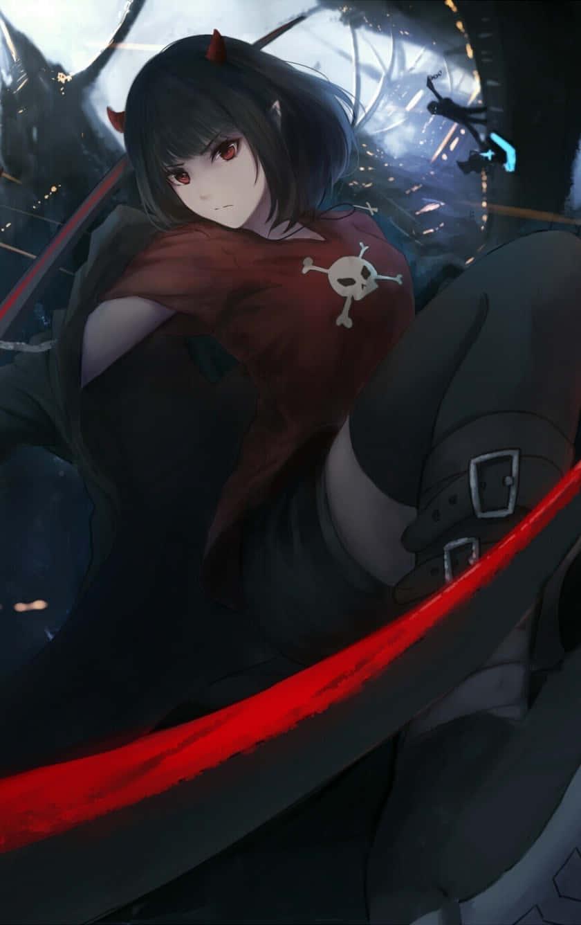 Dark Anime Girl Staring Into the Unknown — 840x1336 wallpaper