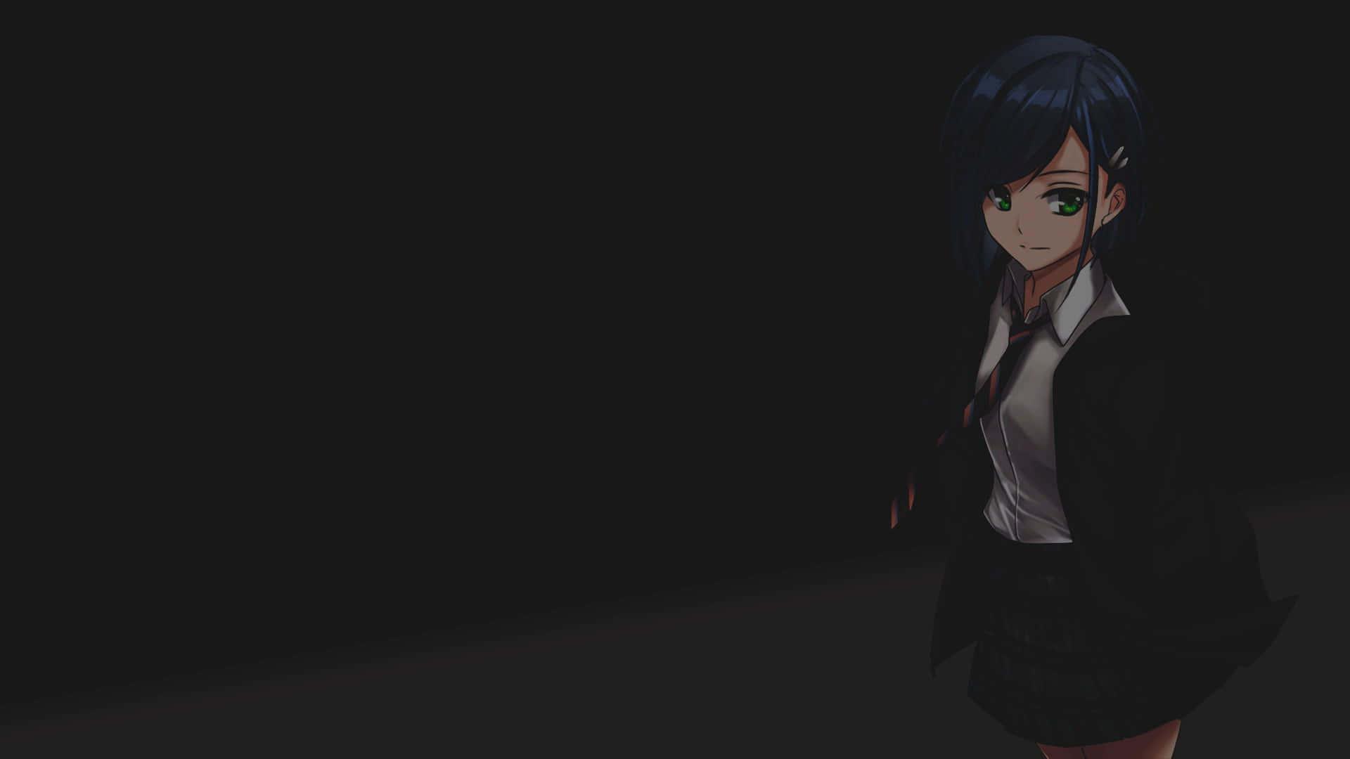 Dark Anime Girl with Big Eyes — 1920x1080 wallpaper