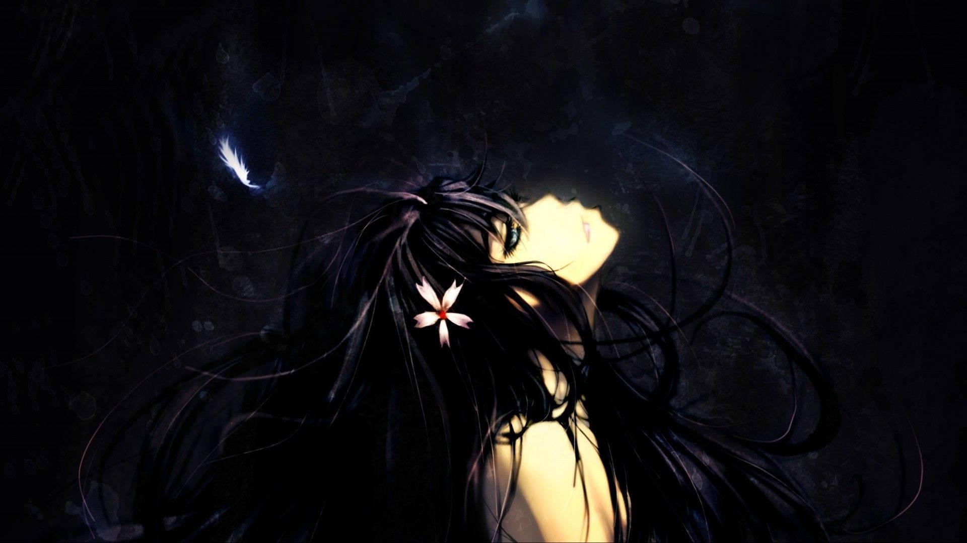 Dark Anime Girl With Black Hair — 1920x1080 wallpaper