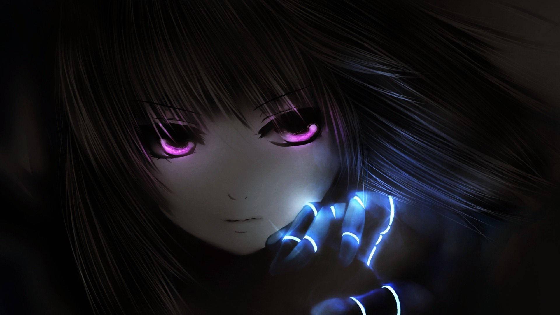 Dark Anime Girl With Bright Eyes — 1920x1080 wallpaper