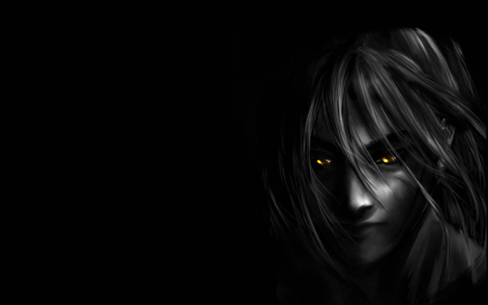 Dark Anime Man With Yellow Eyes — 1600x1000 wallpaper