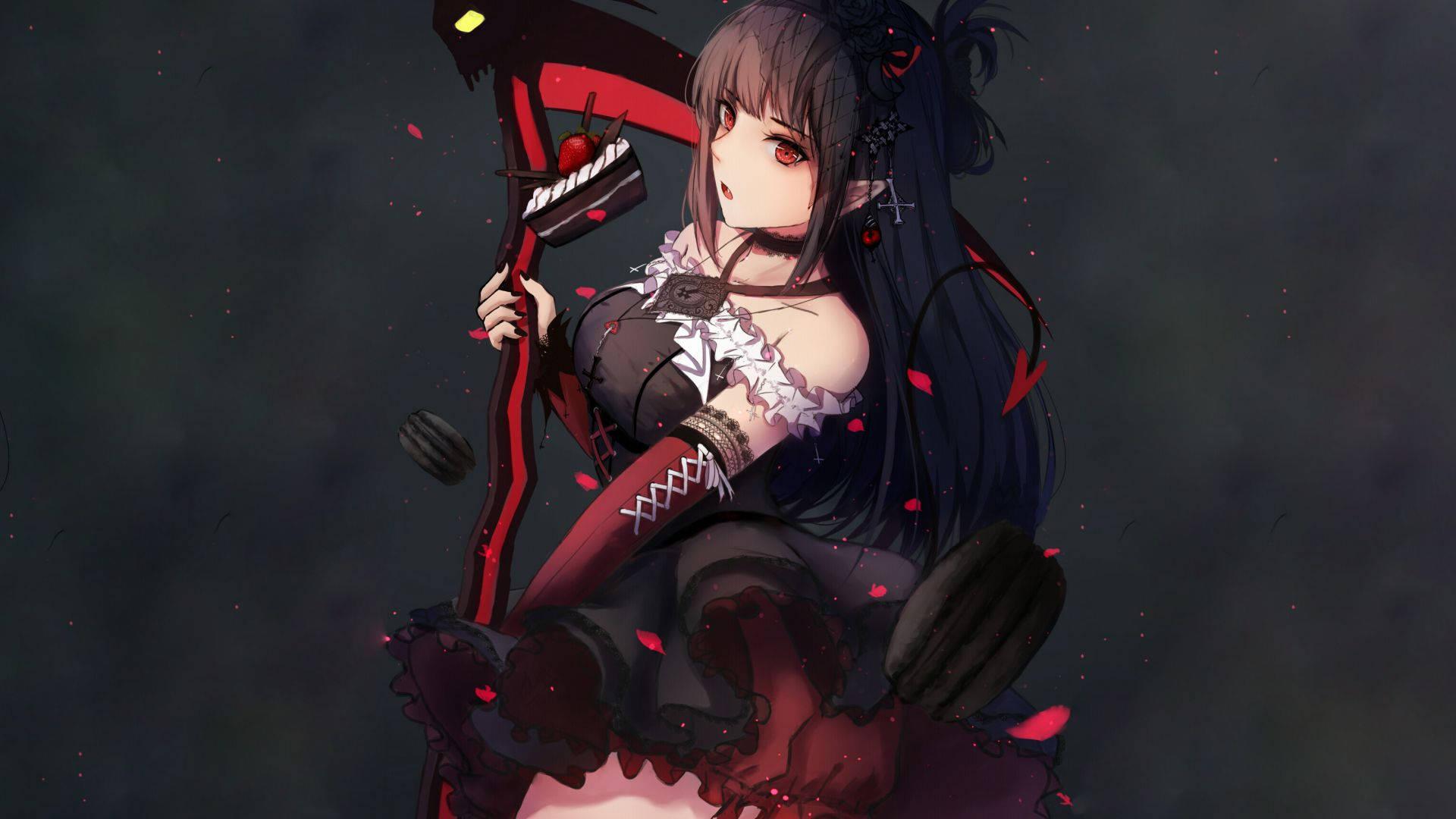 Dark Anime Red Devil Maid — 1920x1080 wallpaper