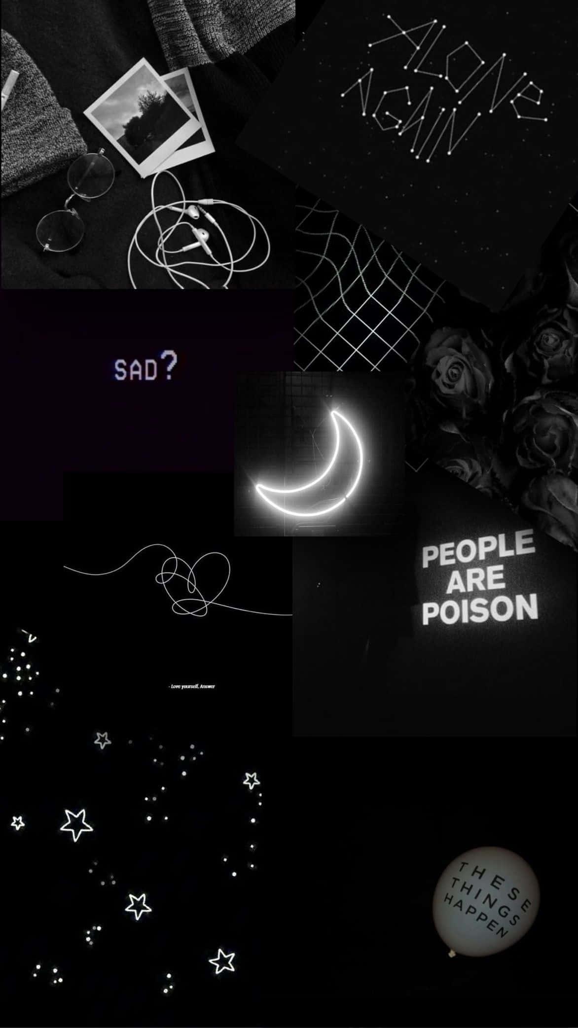 Dark Black Aesthetic Collage Poster Background — 1172x2085 wallpaper