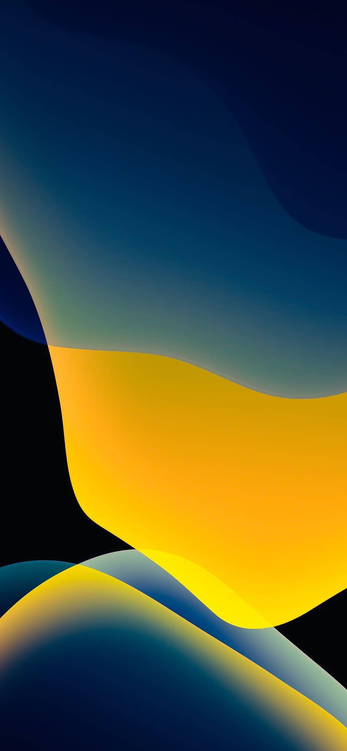 Dark Blue And Yellow Ios 16 — 1170x2532 wallpaper