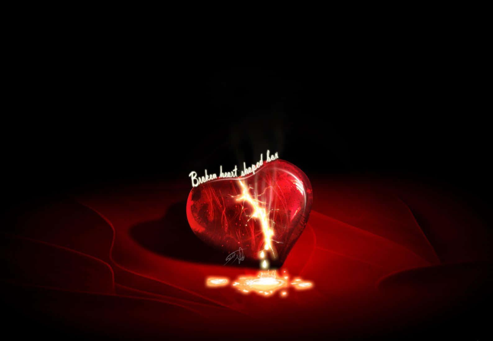 Dark Broken Heart on Black Background — 1587x1097 wallpaper