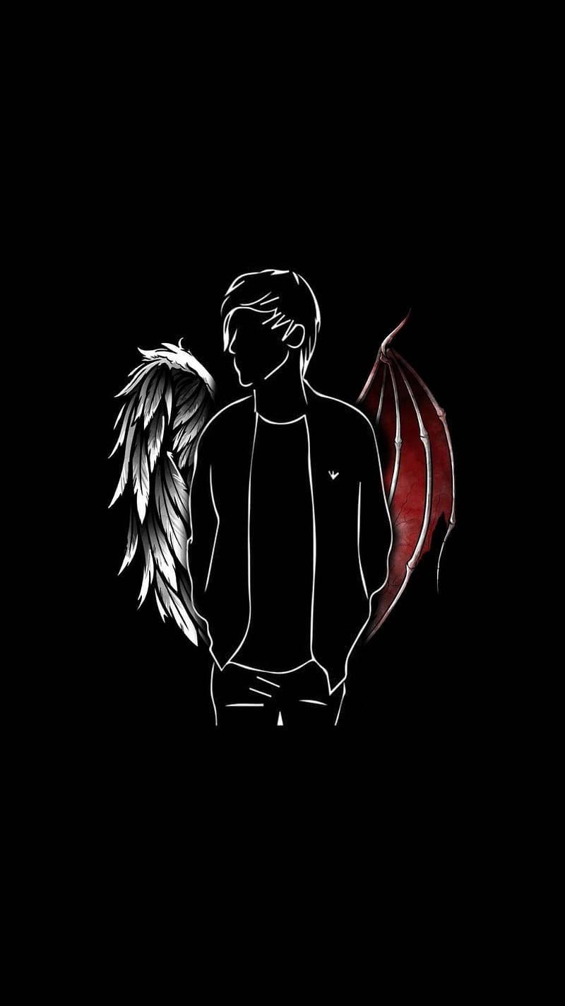Dark Devil And Angel Wings — 800x1422 wallpaper