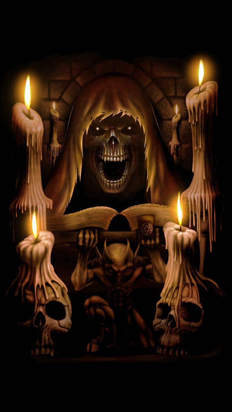 Dark Devil Evil Book And Candles — 800x1422 wallpaper