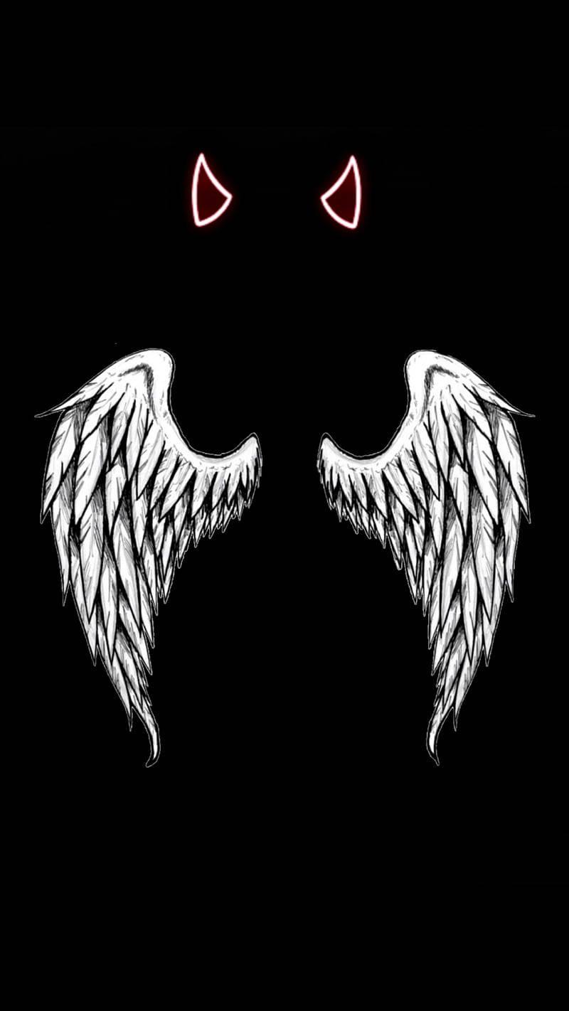 Dark Devil Horns Angel Wings — 800x1422 wallpaper