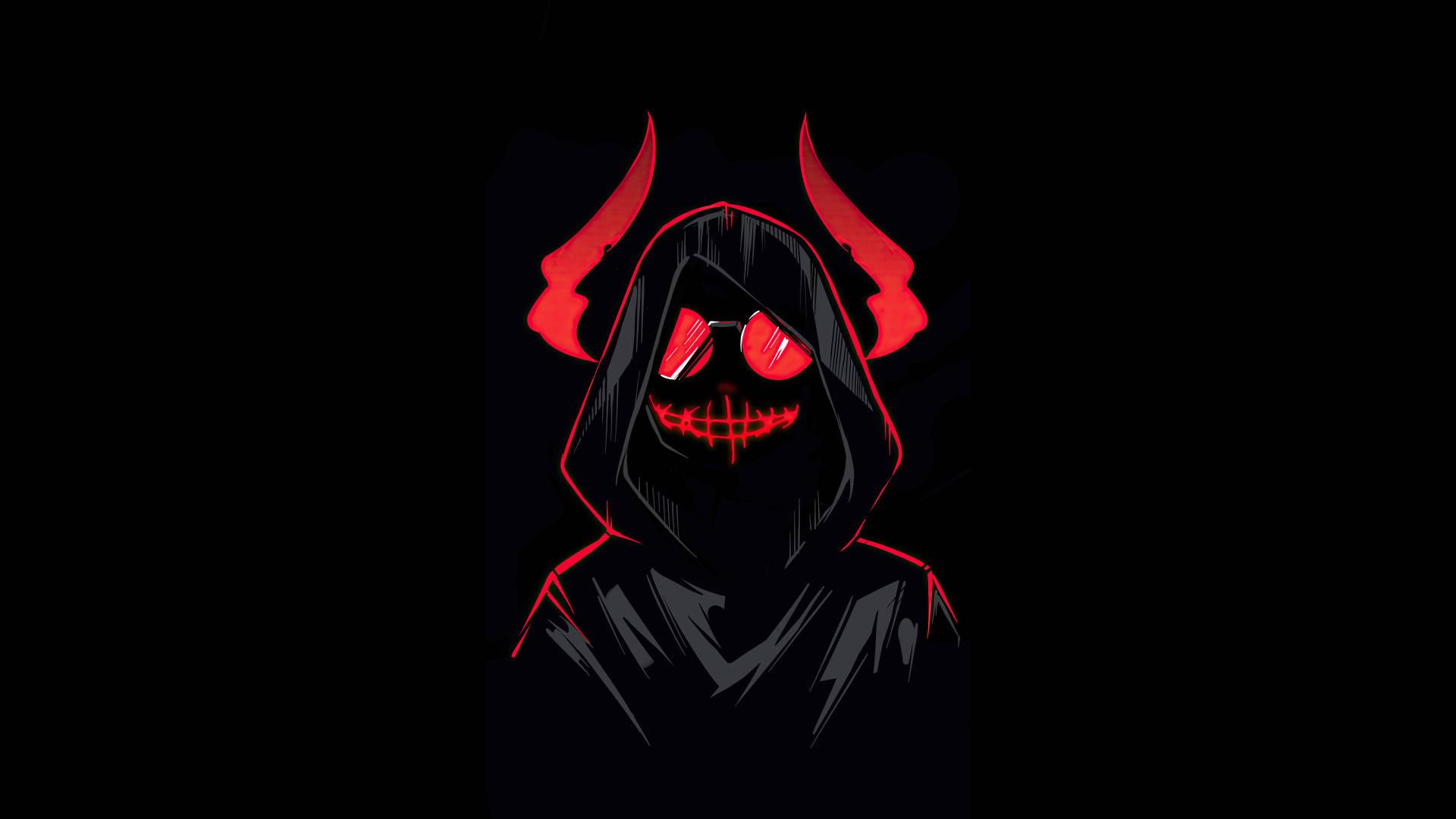 Dark Devil Red Horns Cartoon — 1920x1080 wallpaper