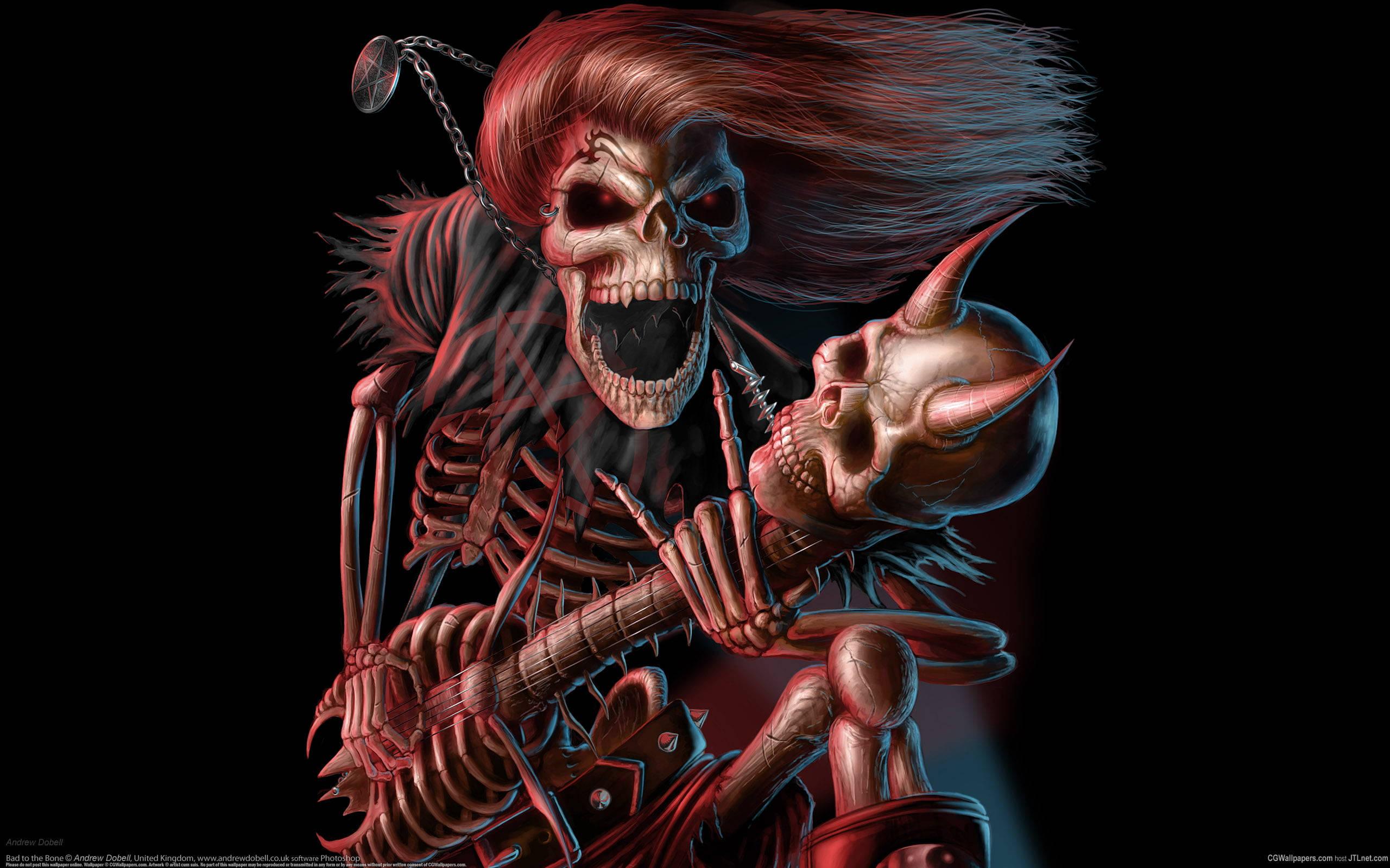 Dark Devil Skull Guitarist — 2560x1600 wallpaper