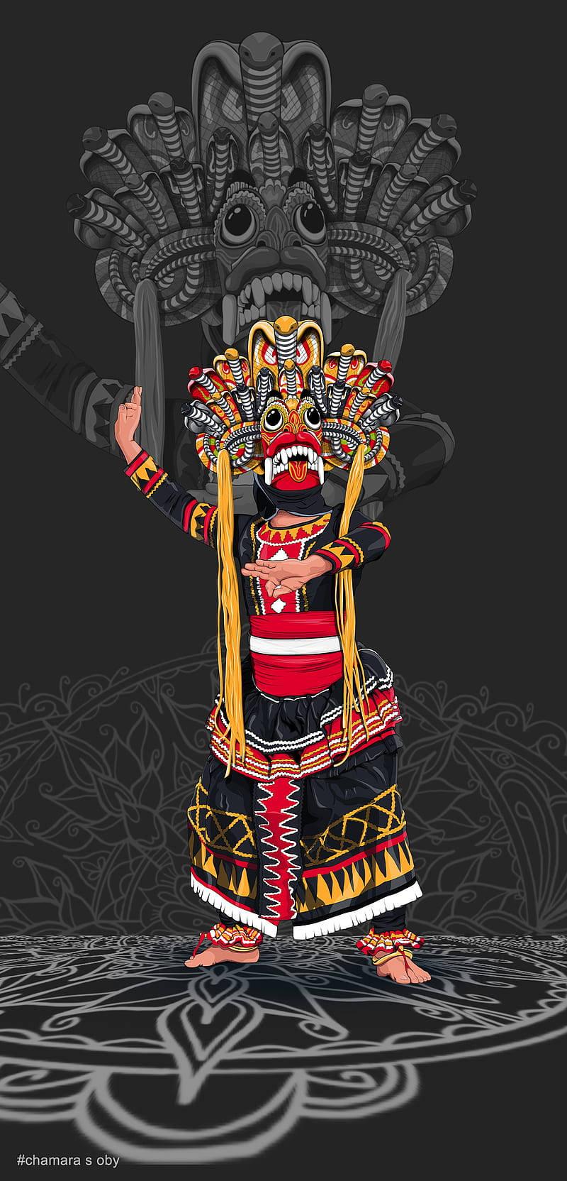Dark Devil Sri Lankan Mask — 800x1664 wallpaper
